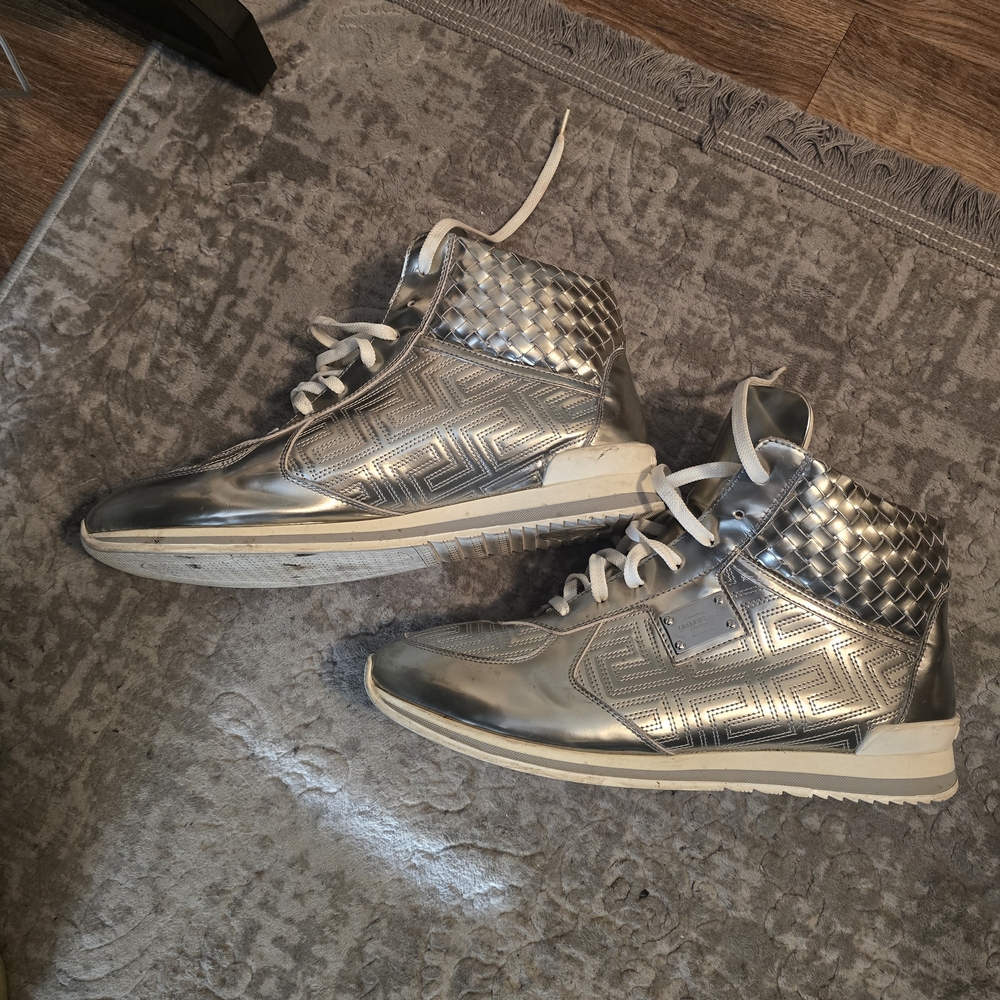Versace Silver High-Top Sneakers